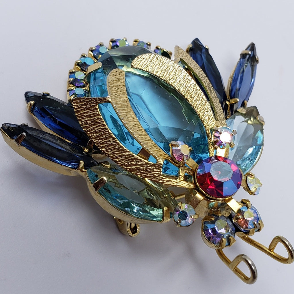 DeLizza & Elster Juliana Vintage AB Glass Bug Insect Beetle Collector Brooch Pin