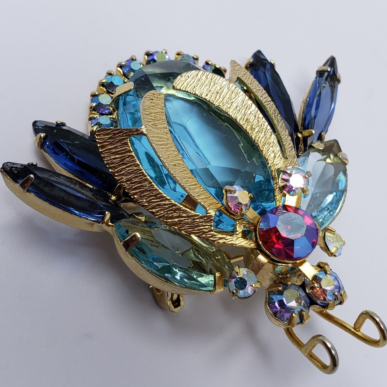 DeLizza & Elster Juliana Vintage AB Glass Bug Insect Beetle Collector Brooch Pin