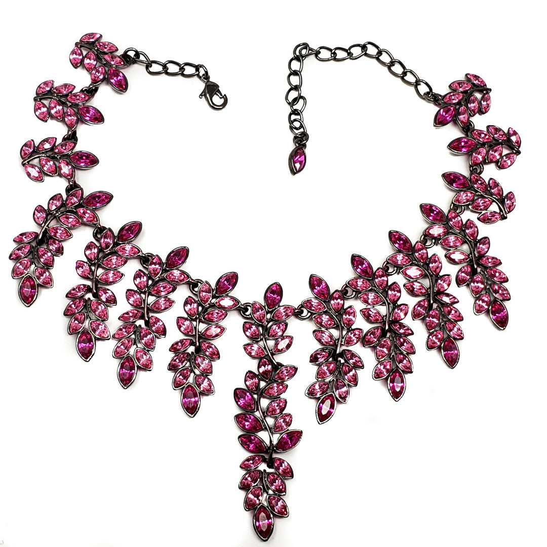 Kenneth Jay Lane KJL Marquise Crystal Black Cascading Collar Necklace