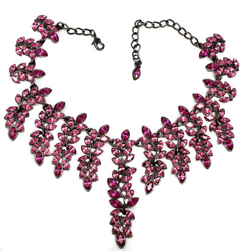 Kenneth Jay Lane KJL Marquise Crystal Black Cascading Collar Necklace