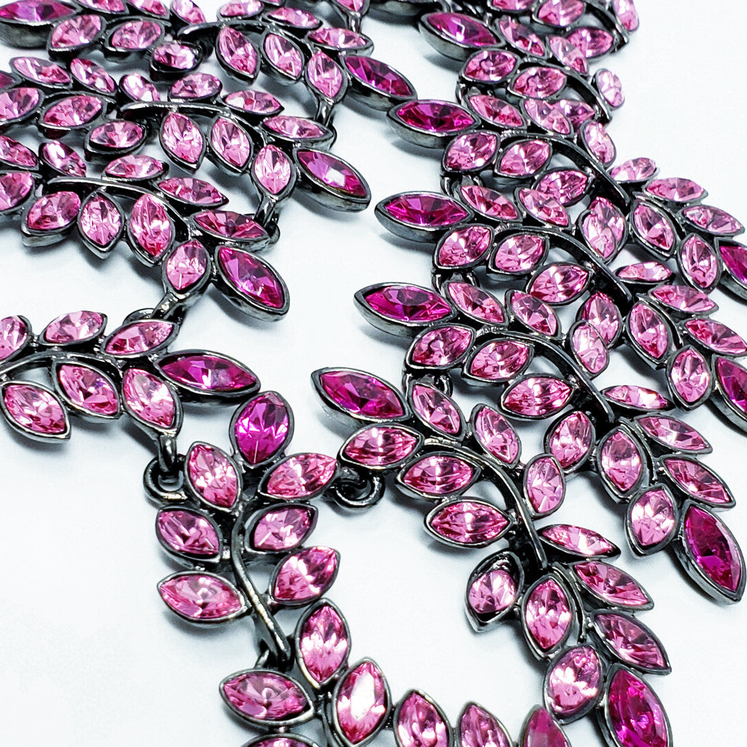 Kenneth Jay Lane KJL Marquise Crystal Black Cascading Collar Necklace