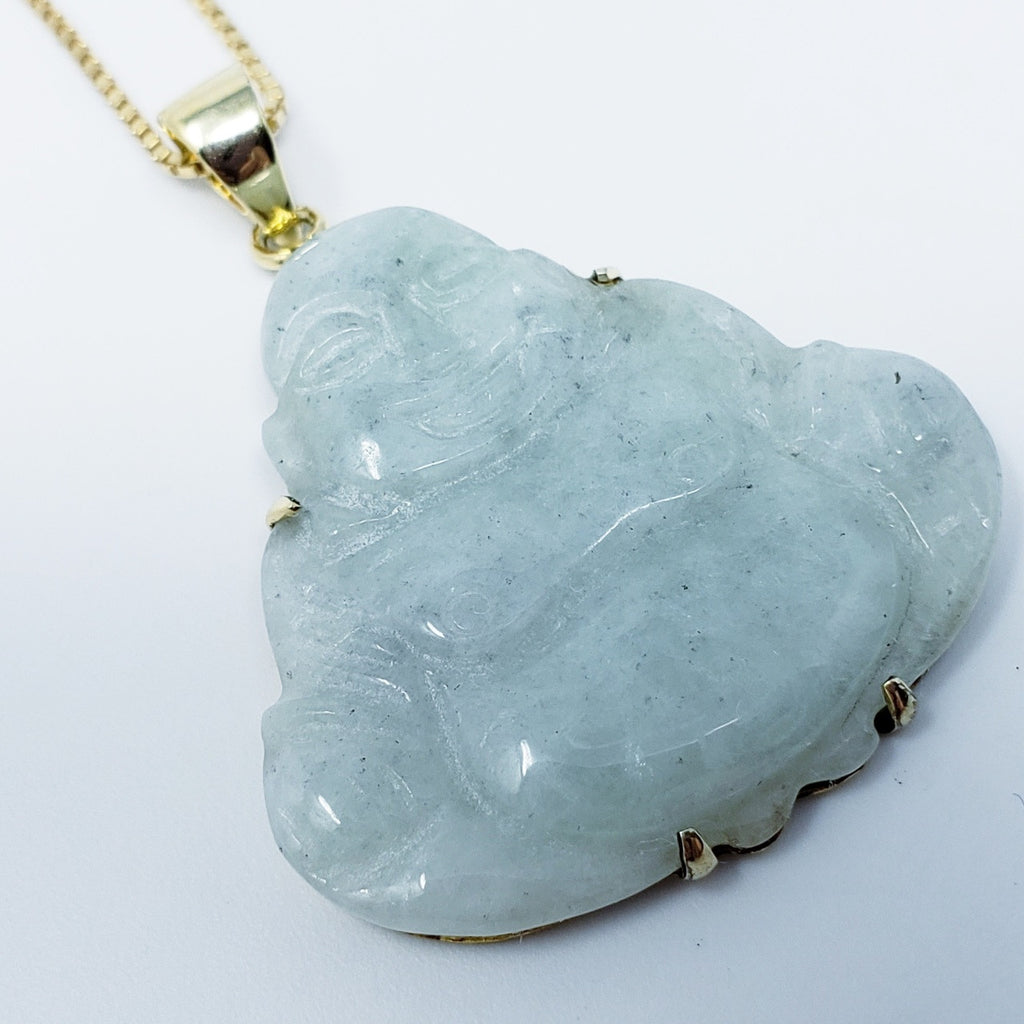 Jade Buddha Pendant Vermeil Necklace