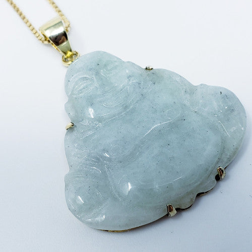 Jade Buddha Pendant Vermeil Necklace