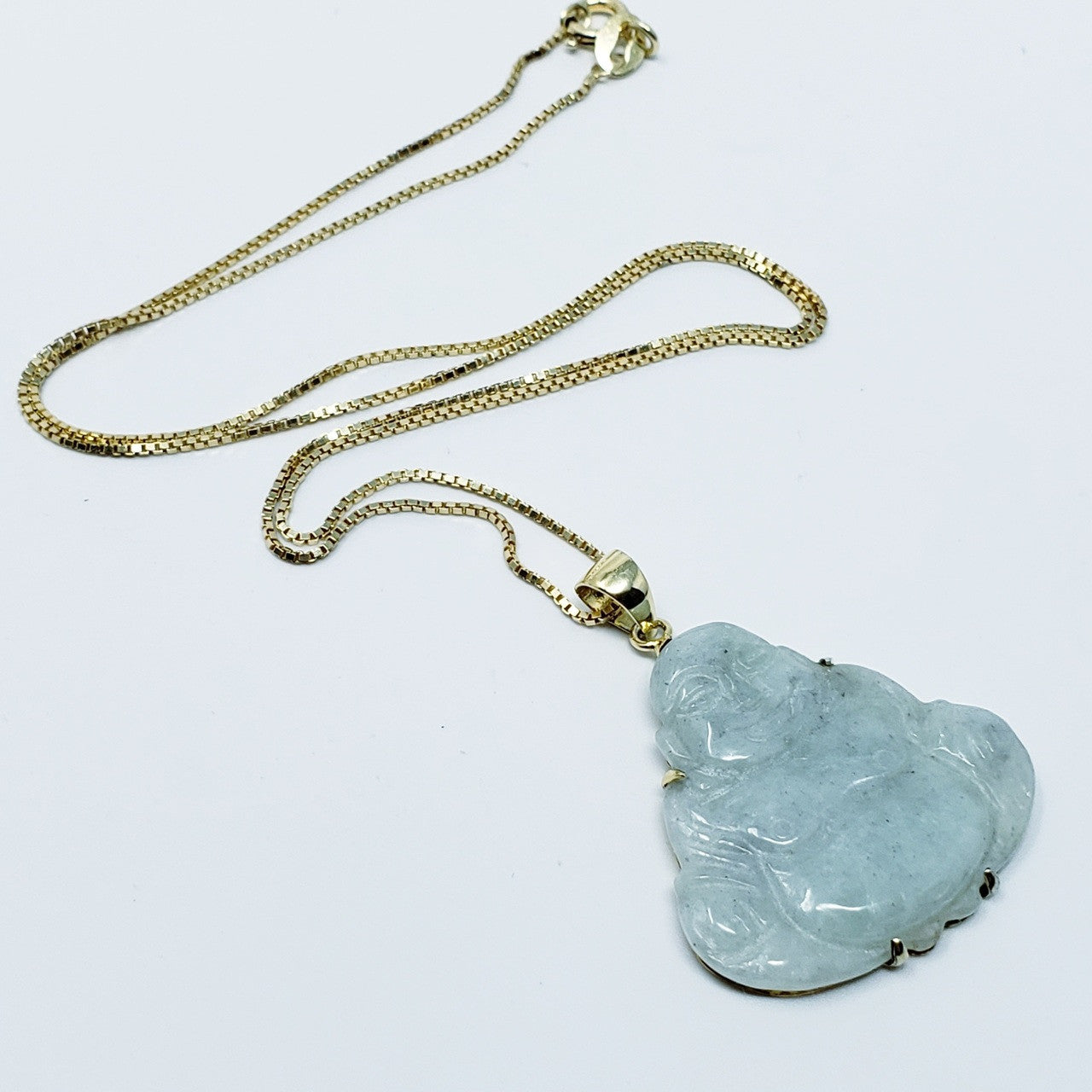 Jade Buddha Pendant Vermeil Necklace