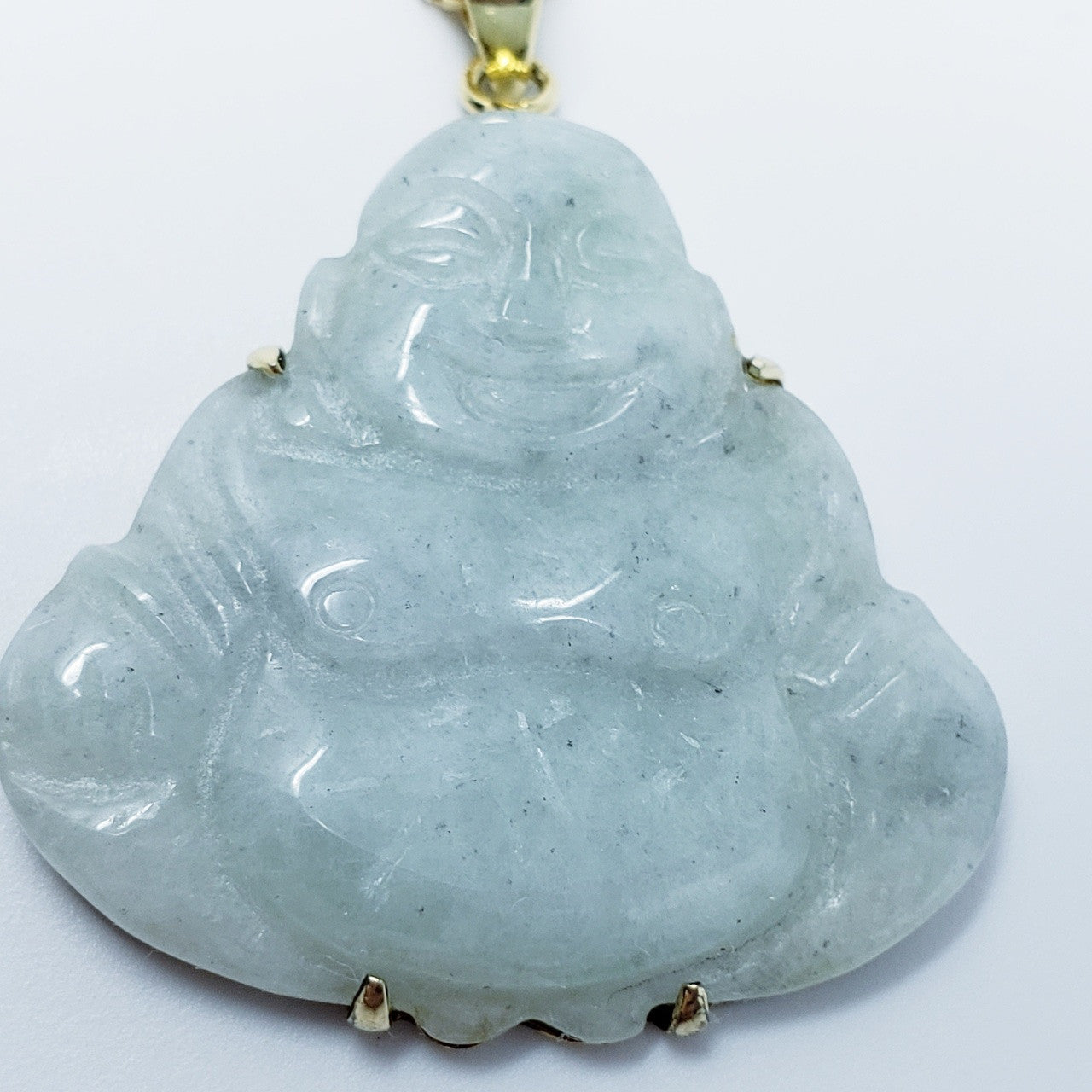 Jade Buddha Pendant Vermeil Necklace
