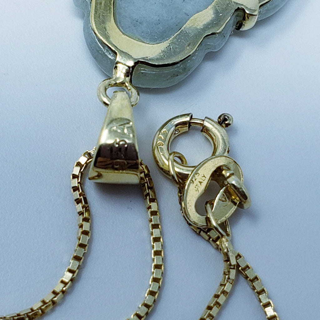 Jade Buddha Pendant Vermeil Necklace