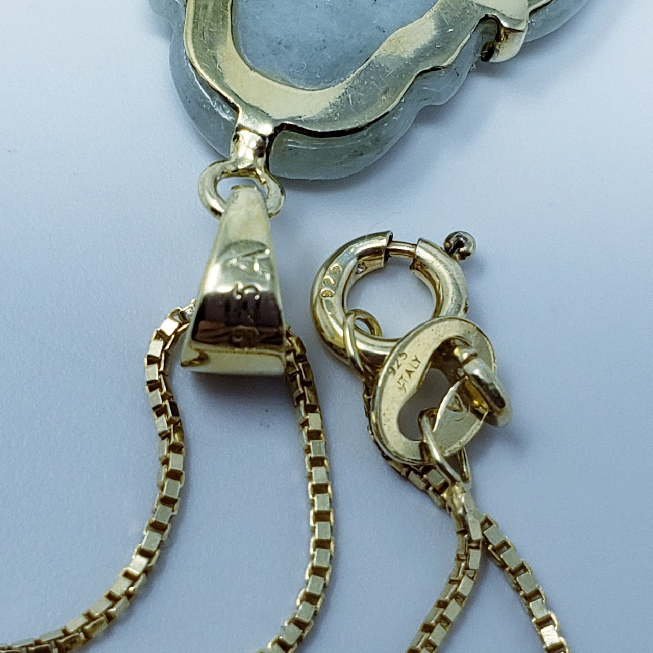 Jade Buddha Pendant Vermeil Necklace