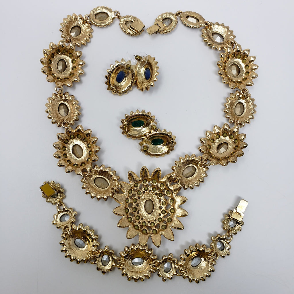 Kenneth Jay Lane Nancy Reagan Crystal Sapphire, Emerald, Diamond Parure