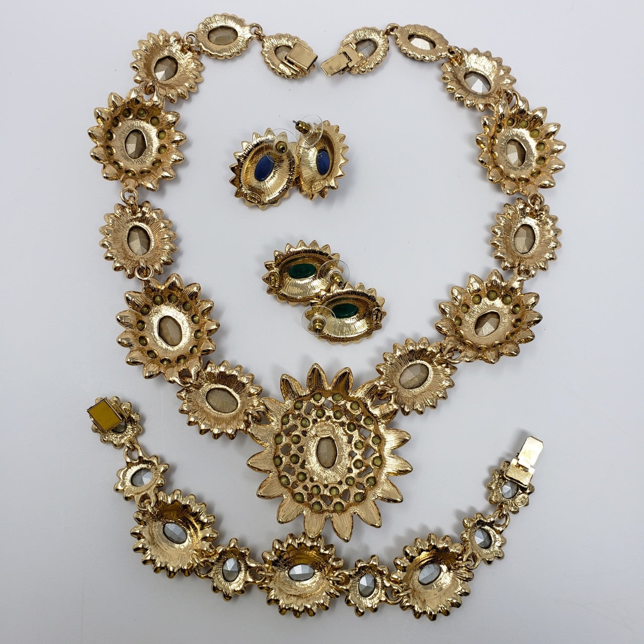 Kenneth Jay Lane Nancy Reagan Crystal Sapphire, Emerald, Diamond Parure