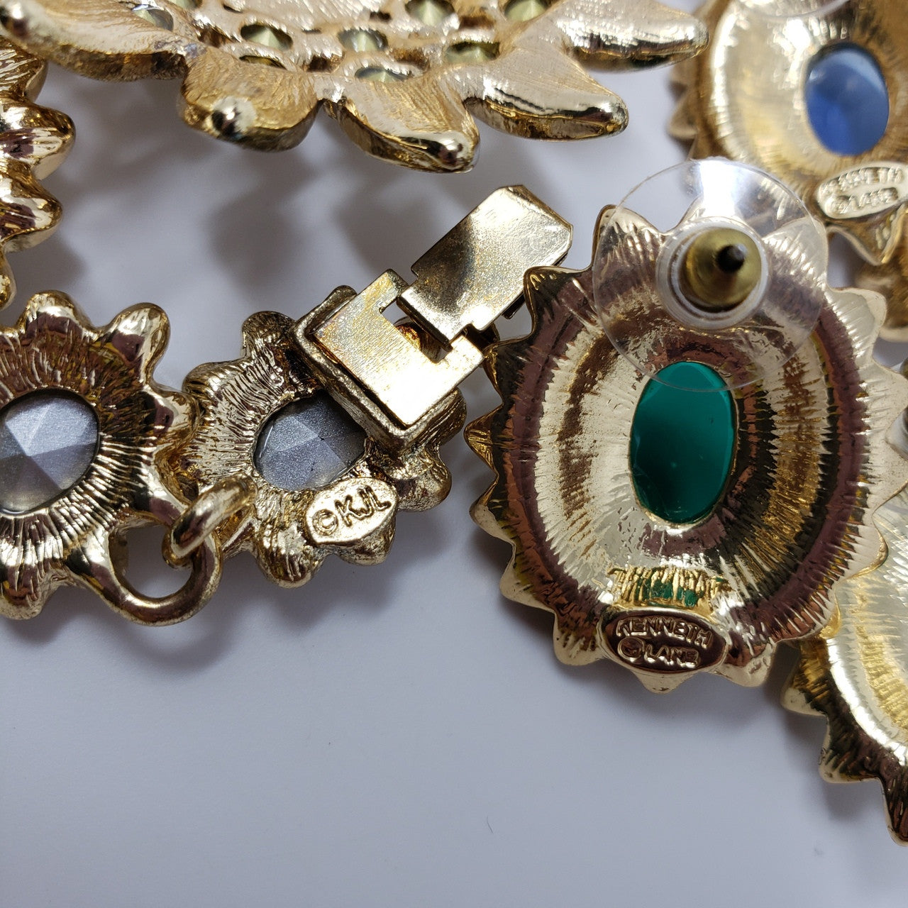 Kenneth Jay Lane Nancy Reagan Crystal Sapphire, Emerald, Diamond Parure