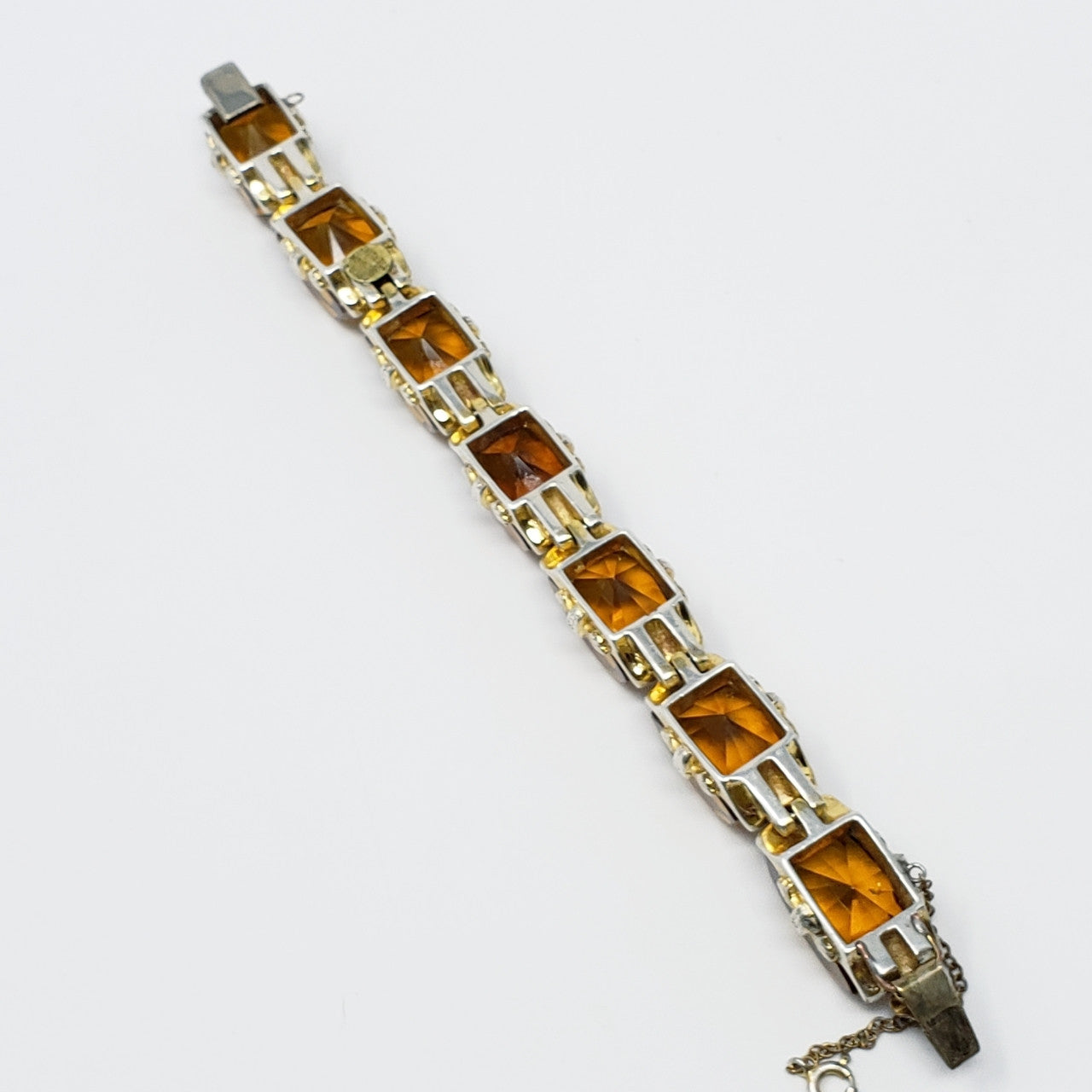 Vintage Fred A Block Honey Topaz Heavy Sterling Silver Bracelet in Gold