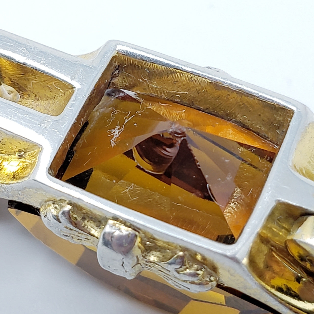 Vintage Fred A Block Honey Topaz Heavy Sterling Silver Bracelet in Gold