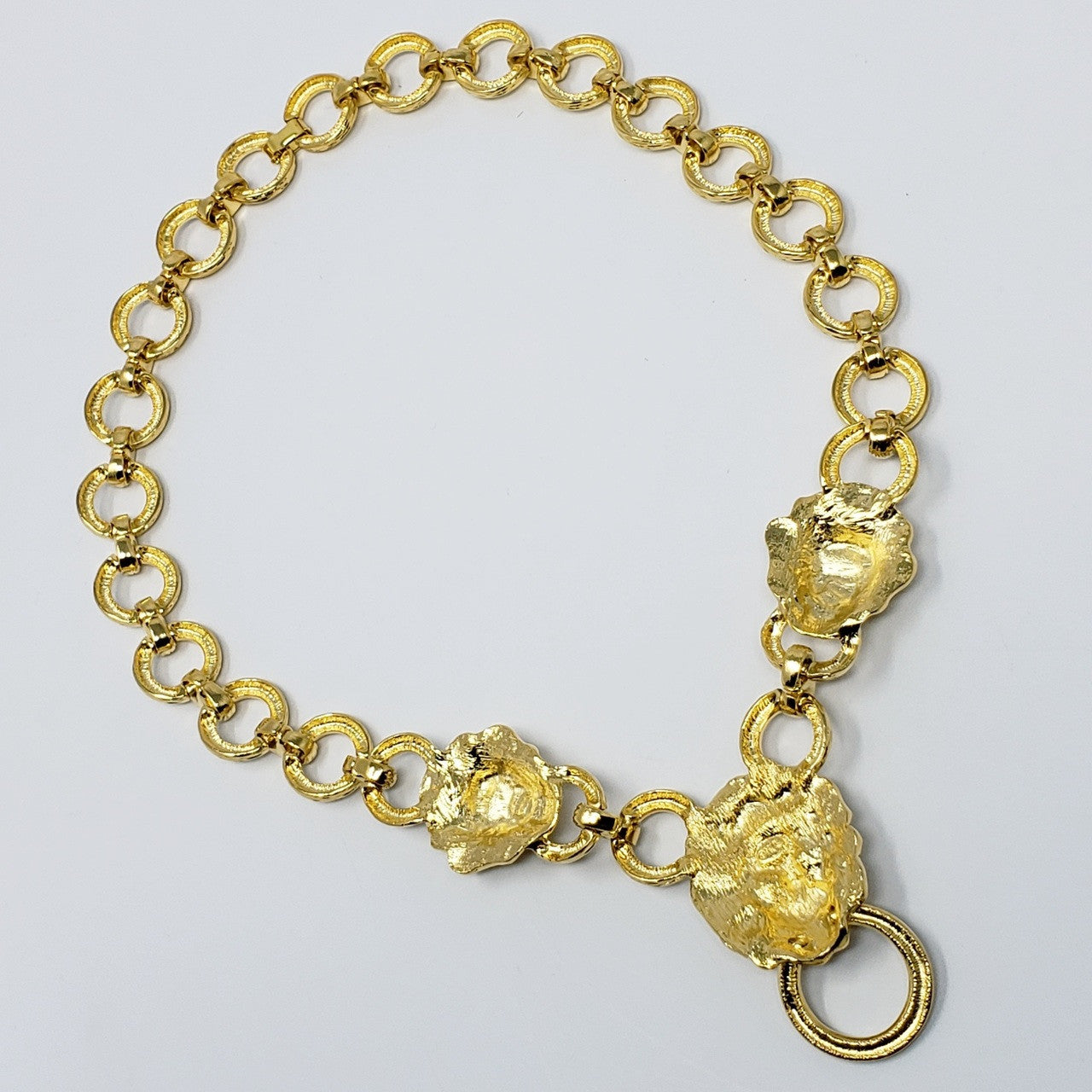 Kenneth Jay Lane Lion's Mark Doorknocker Chain Necklace