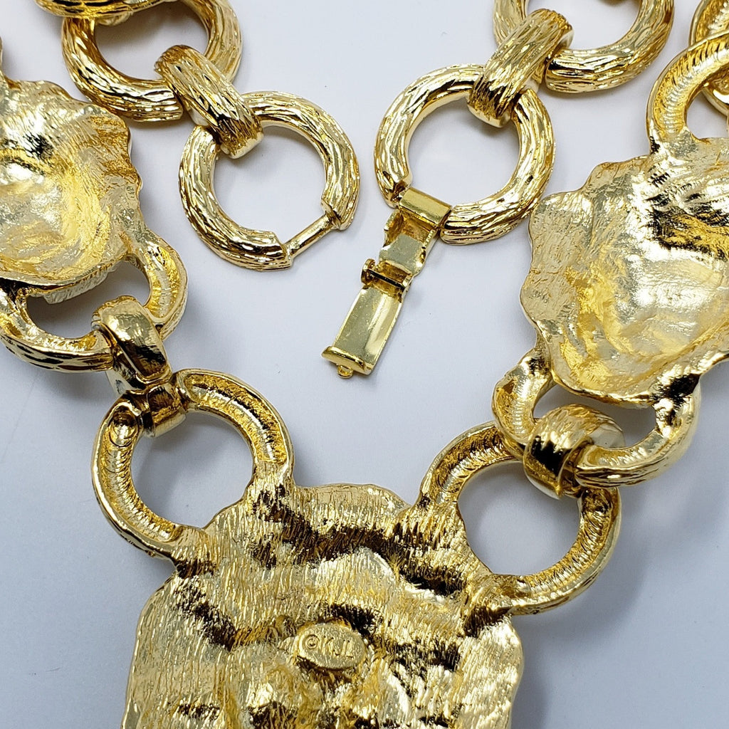 Kenneth Jay Lane Lion's Mark Doorknocker Chain Necklace