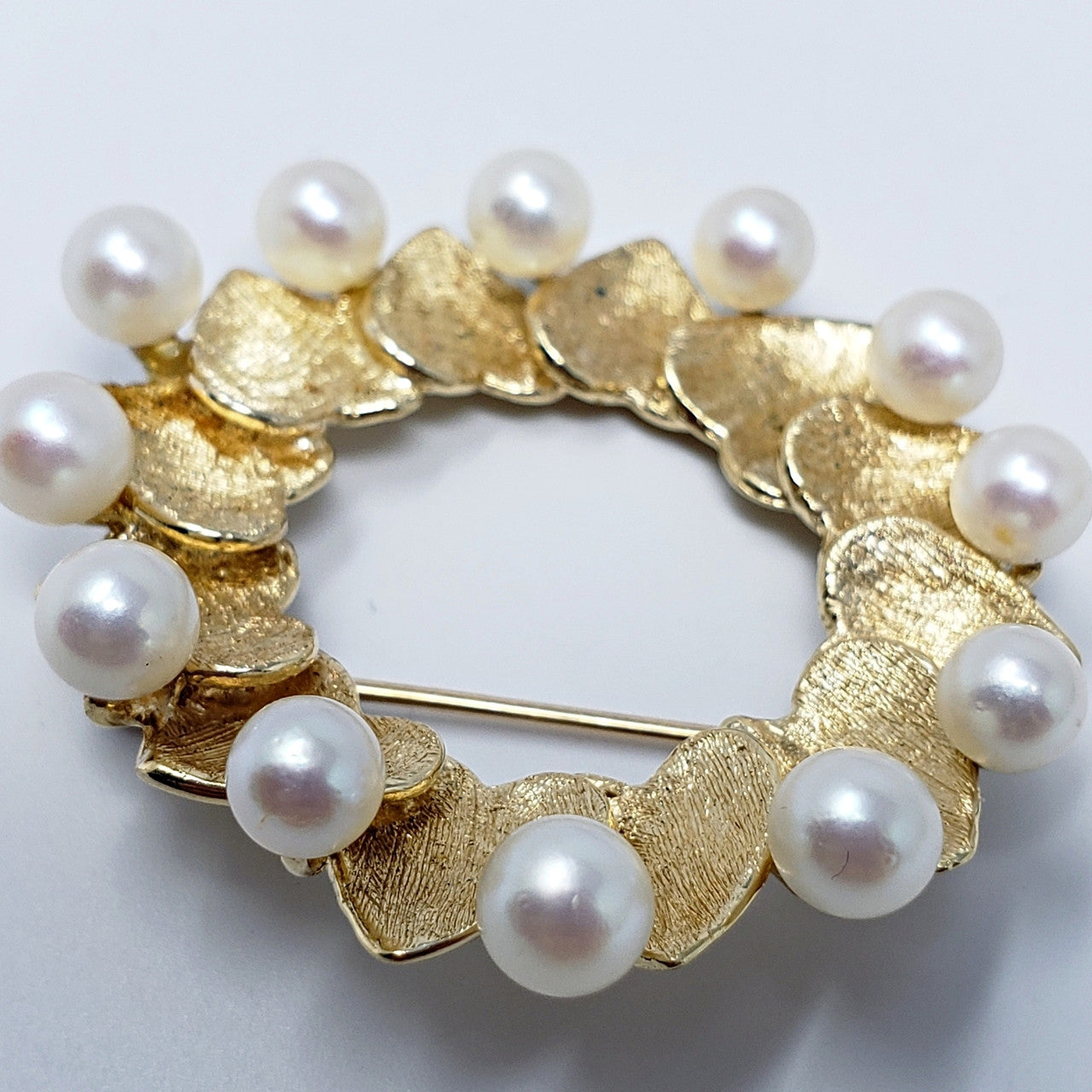 Saltwater Mikimoto Pearl FJG Pin/Brooch in 14K Gold