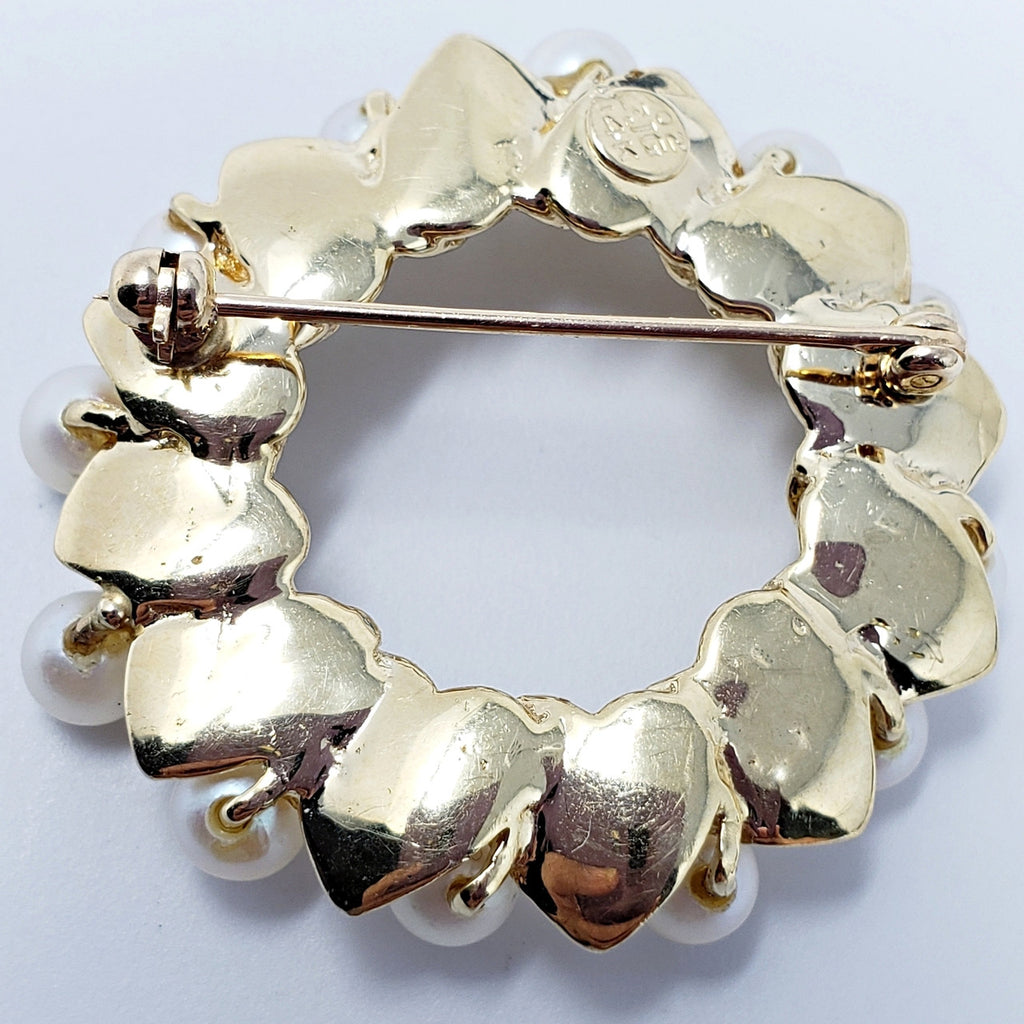 Saltwater Mikimoto Pearl FJG Pin/Brooch in 14K Gold
