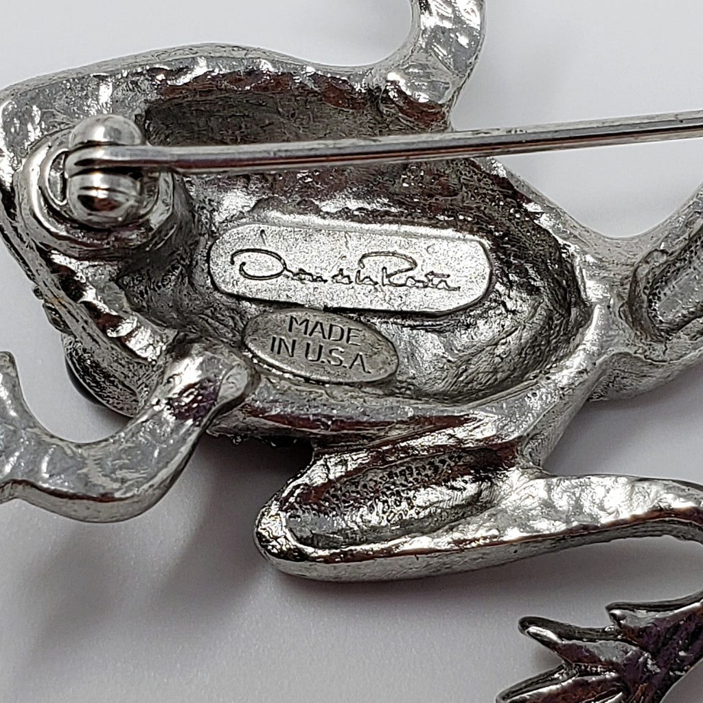 Oscar de la Renta Pave Swarovski Crystal Frog Brooch/Pin