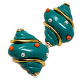 Kenneth Jay Lane KJL Turquoise Resin & Faux Pearl Shell Clip On Earrings
