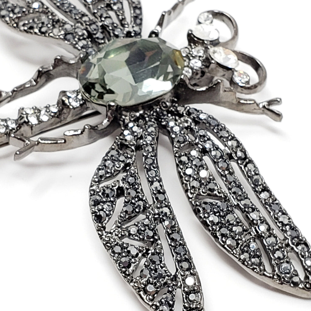 Large Kenneth Jay Lane KJL Marcasite Dragonfly Brooch/Pin