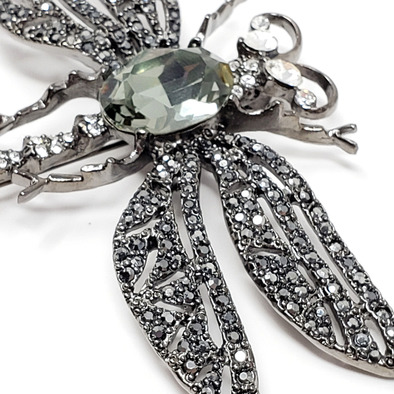 Large Kenneth Jay Lane KJL Marcasite Dragonfly Brooch/Pin
