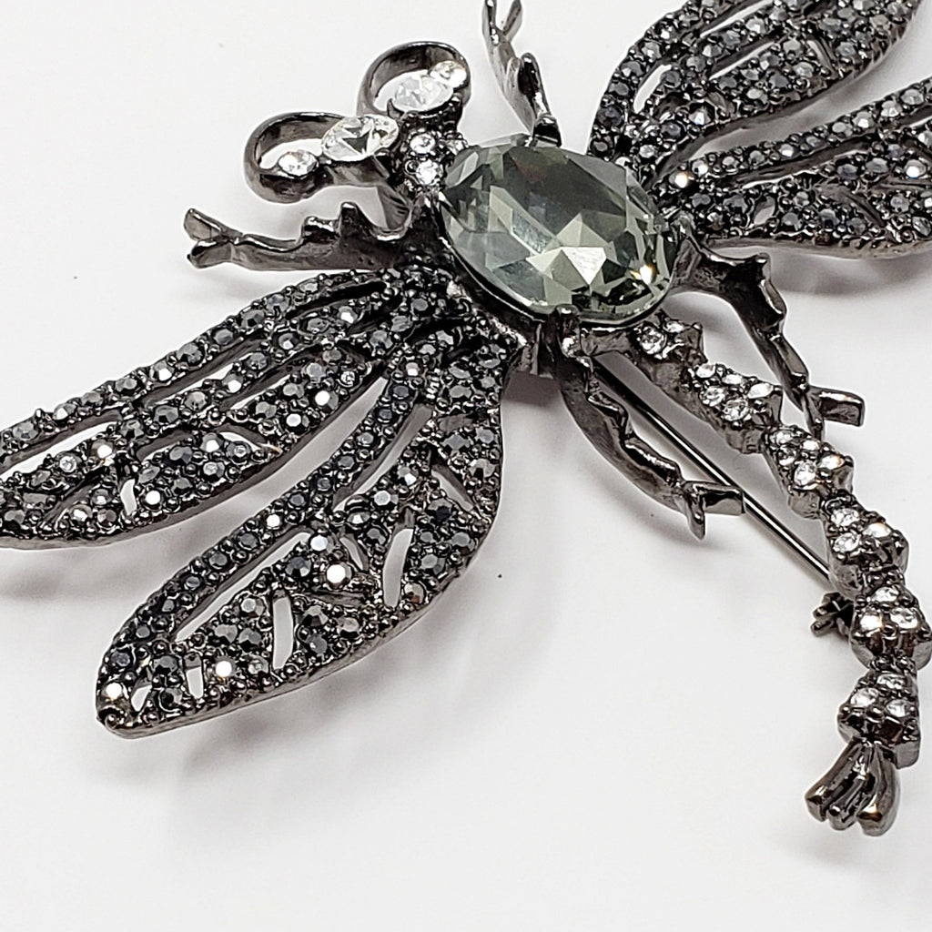 Large Kenneth Jay Lane KJL Marcasite Dragonfly Brooch/Pin