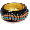 Kenneth Jay Lane KJL Enameled Centipede Hinged Bangle Bracelet