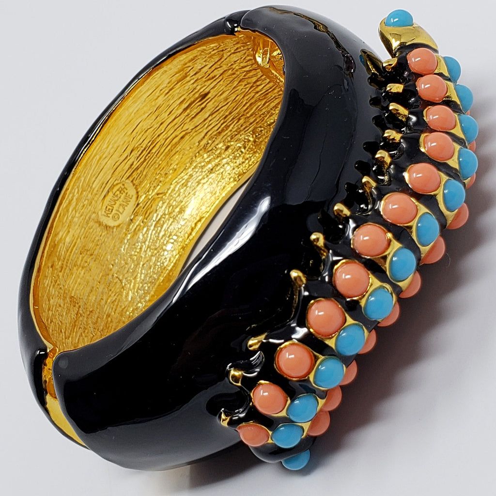 Kenneth Jay Lane KJL Enameled Centipede Hinged Bangle Bracelet