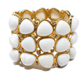 Kenneth Jay Lane KJL White Cabochon & Swarovski Crystal Hinged Cuff