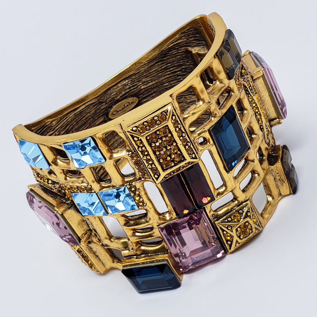 Oscar de la Renta Baguette Swarovski Crystal Gold Shadow Cuff Bracelet