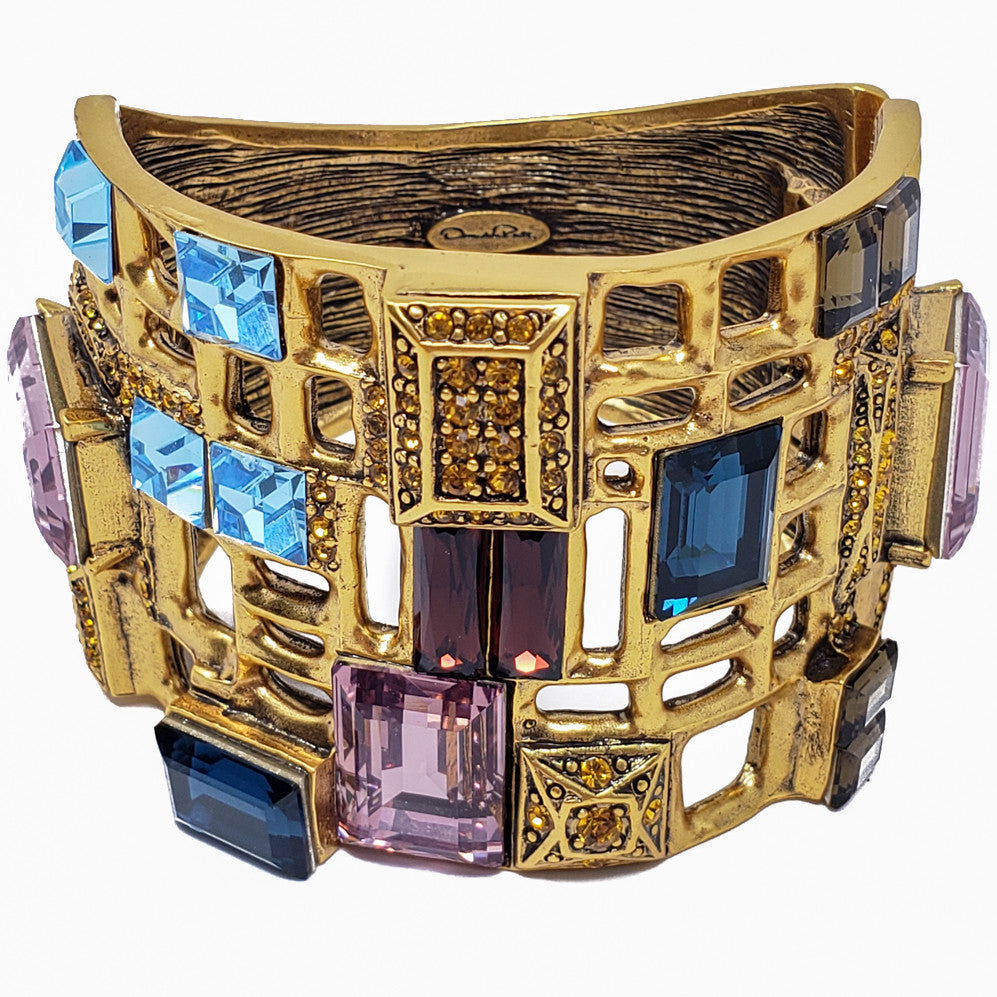 Oscar de la Renta Baguette Swarovski Crystal Gold Shadow Cuff Bracelet