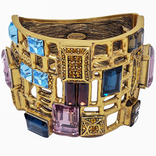 Oscar de la Renta Baguette Swarovski Crystal Gold Shadow Cuff Bracelet