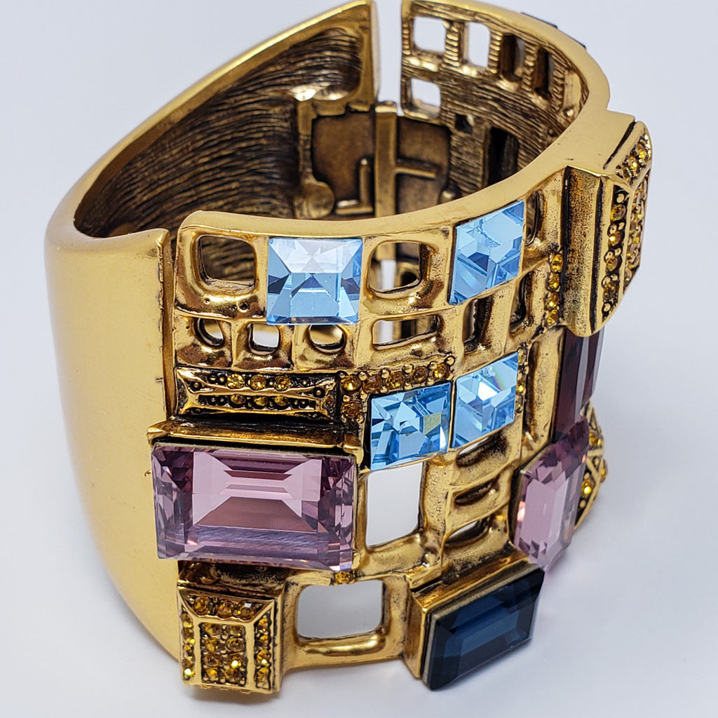 Oscar de la Renta Baguette Swarovski Crystal Gold Shadow Cuff Bracelet