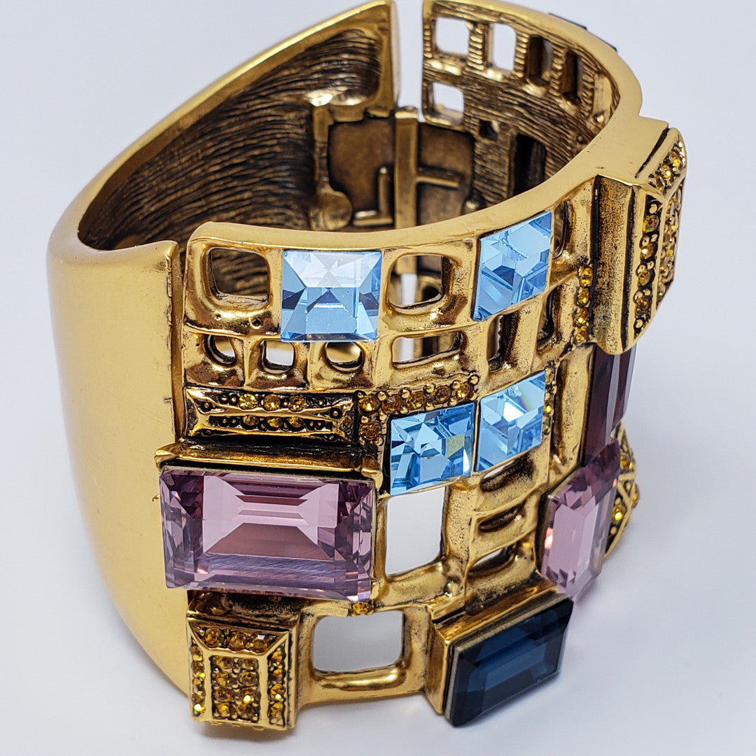 Oscar de la Renta Baguette Swarovski Crystal Gold Shadow Cuff Bracelet