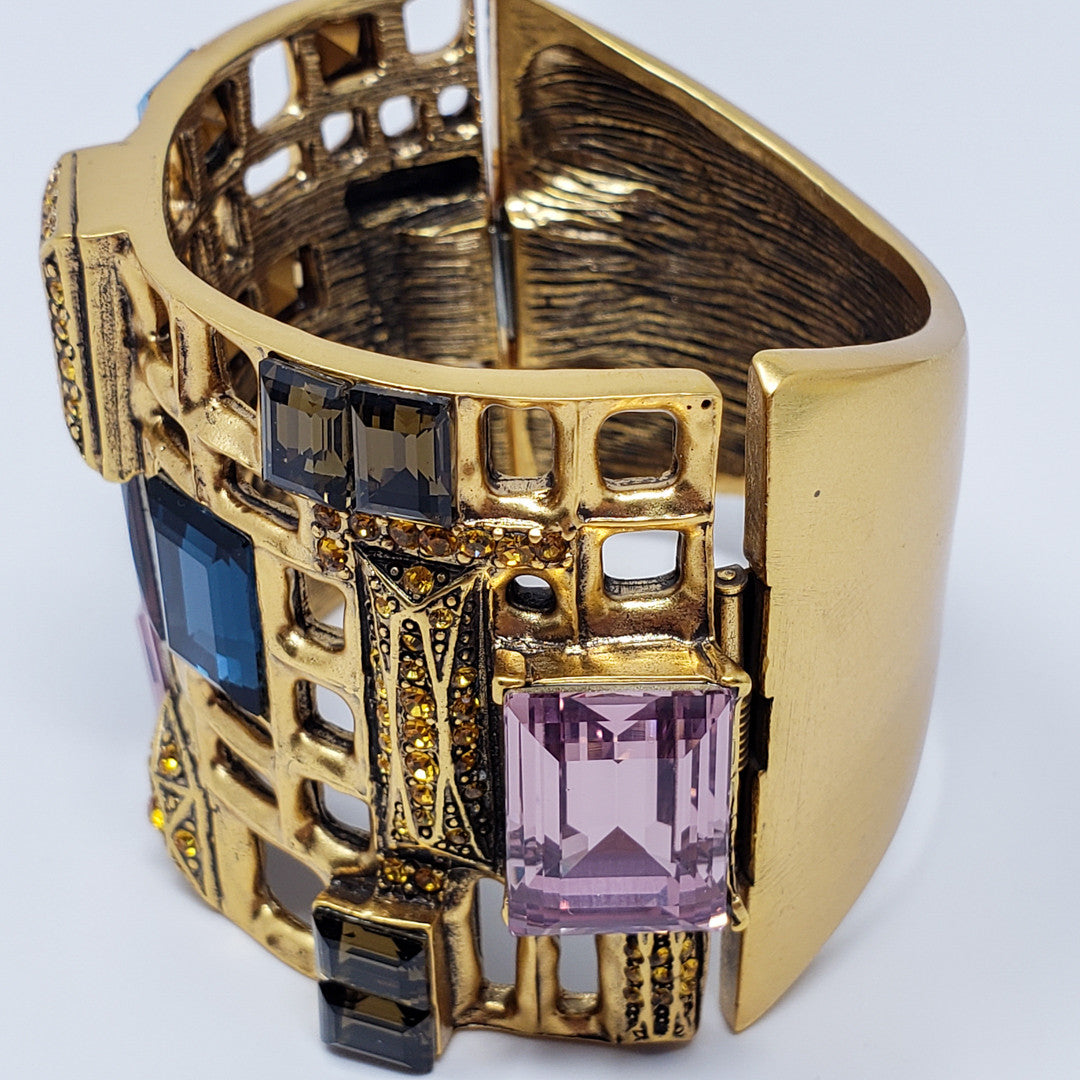 Oscar de la Renta Baguette Swarovski Crystal Gold Shadow Cuff Bracelet