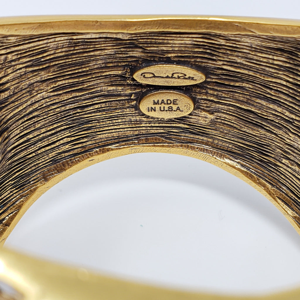Oscar de la Renta Baguette Swarovski Crystal Gold Shadow Cuff Bracelet