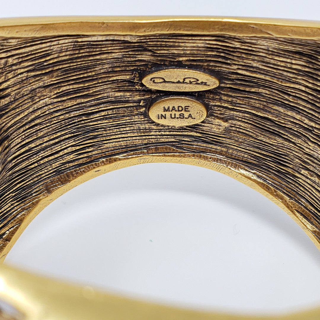 Oscar de la Renta Baguette Swarovski Crystal Gold Shadow Cuff Bracelet