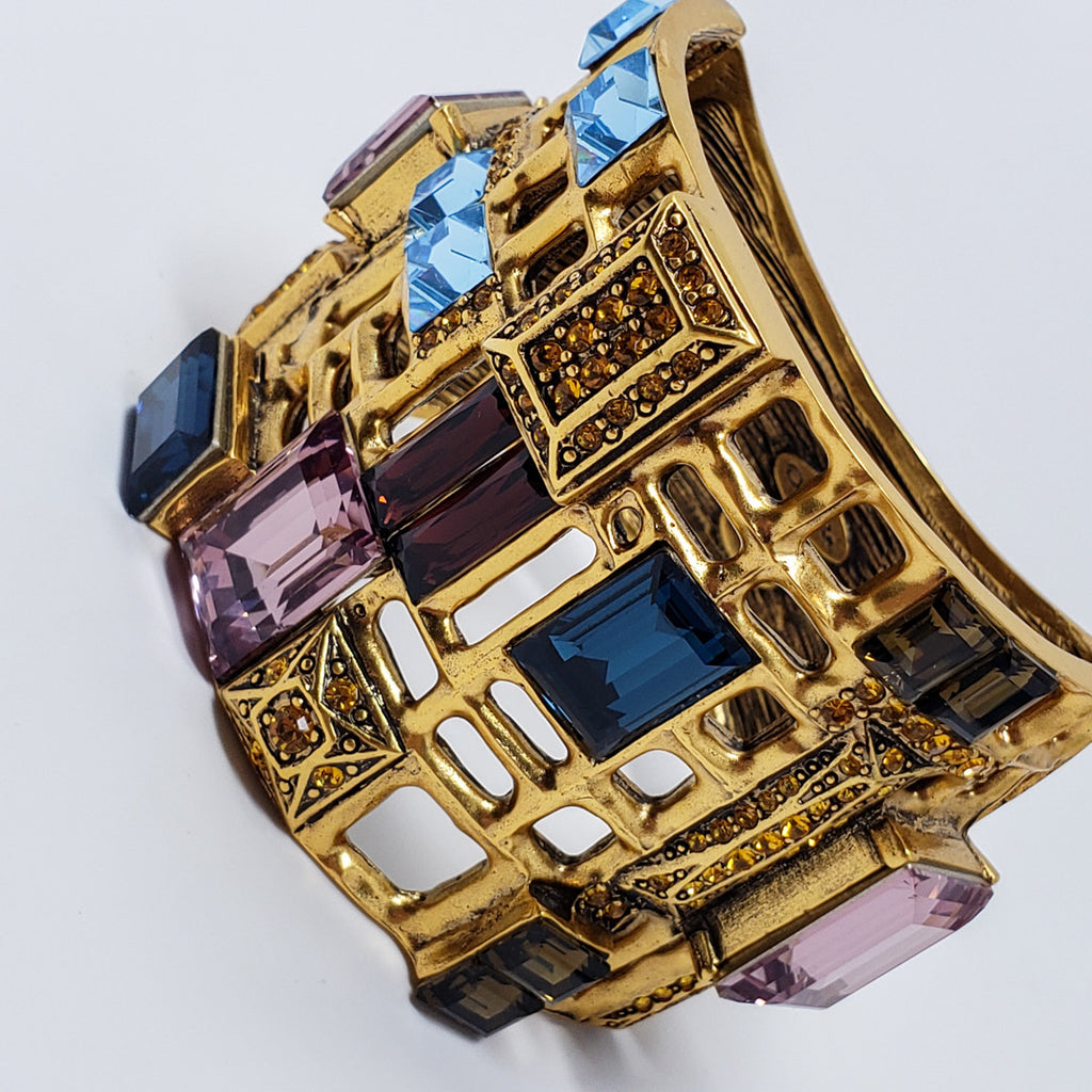 Oscar de la Renta Baguette Swarovski Crystal Gold Shadow Cuff Bracelet