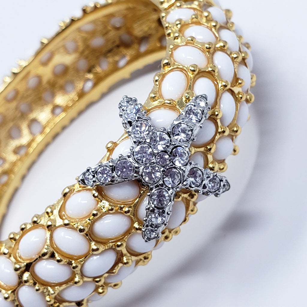 Kenneth Jay Lane Crystal Starfish and Pave White Cabochon Bracelet