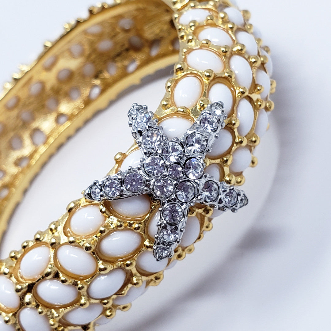 Kenneth Jay Lane Crystal Starfish and Pave White Cabochon Bracelet