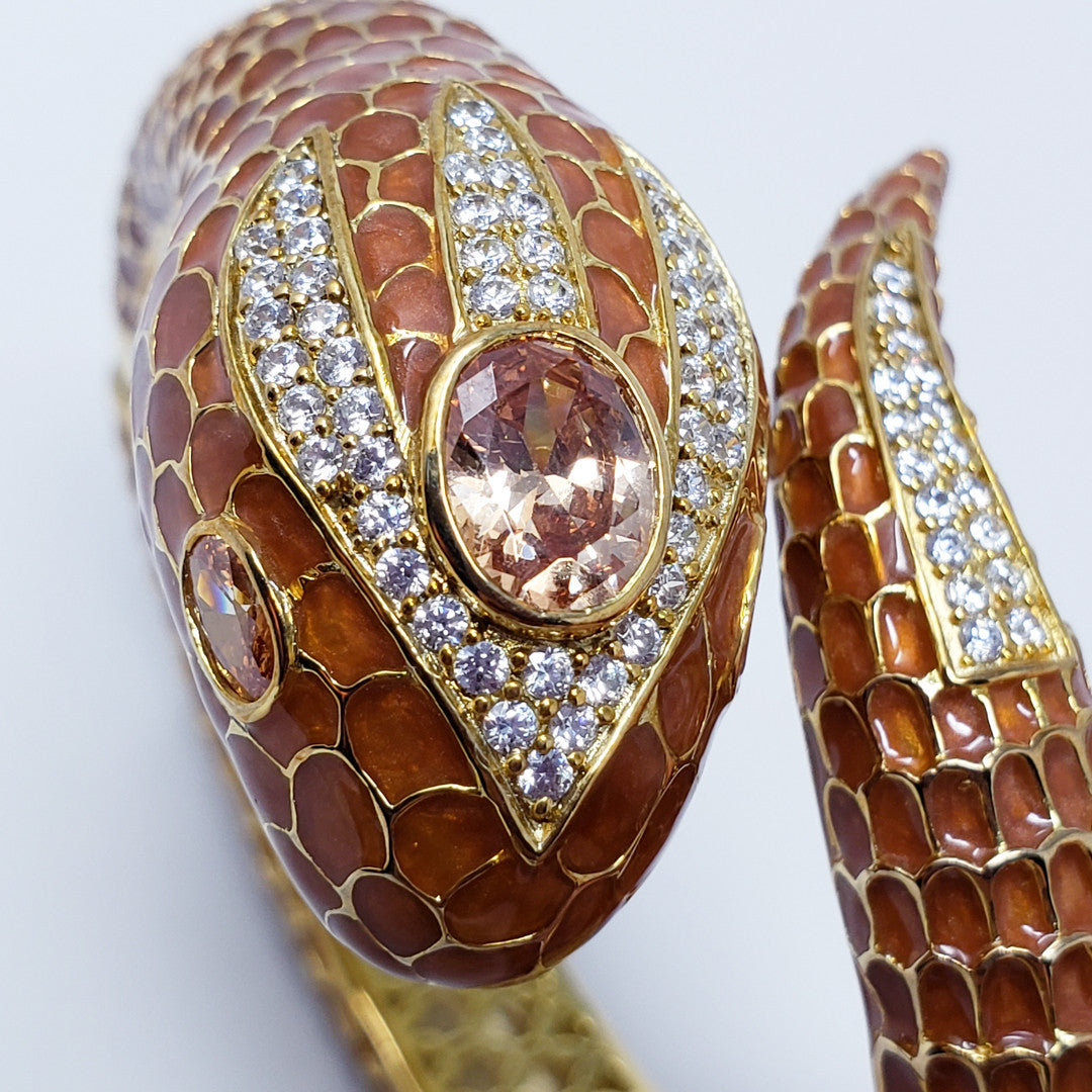 CZ by Kenneth Jay Lane KJL Cubic Zirconia Snake Bangle Bracelet
