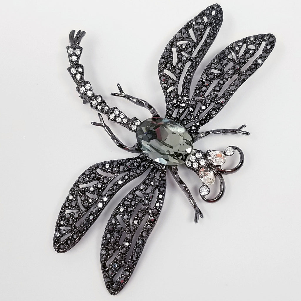 Large Kenneth Jay Lane KJL Marcasite Dragonfly Brooch/Pin
