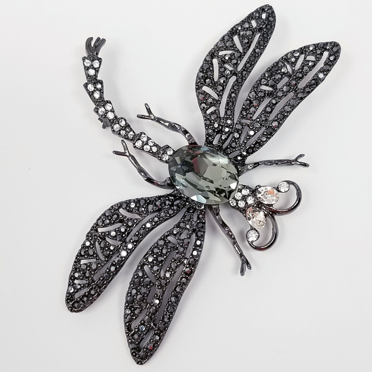 Large Kenneth Jay Lane KJL Marcasite Dragonfly Brooch/Pin