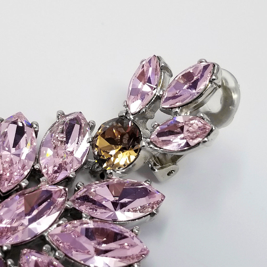 Oscar de la Renta Crystal Cluster Clip On Earrings