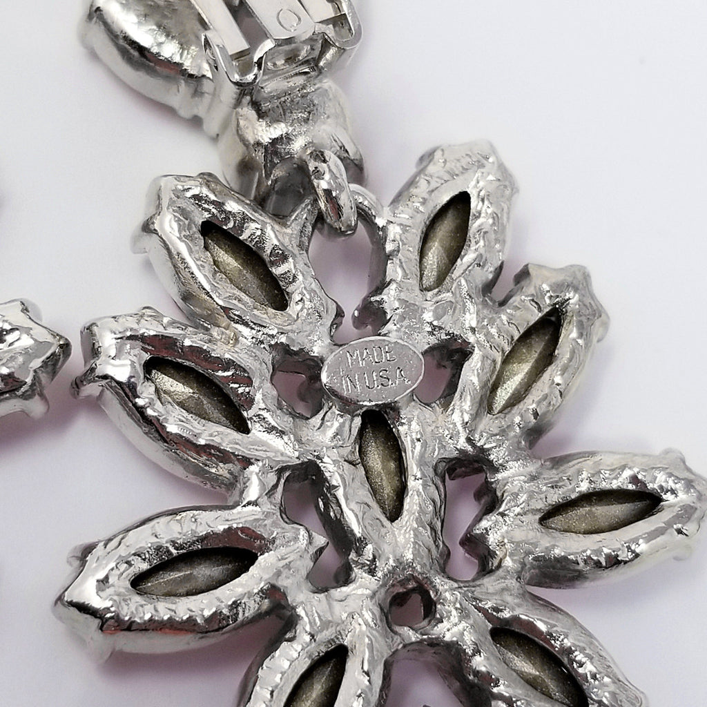 Oscar de la Renta Crystal Cluster Clip On Earrings