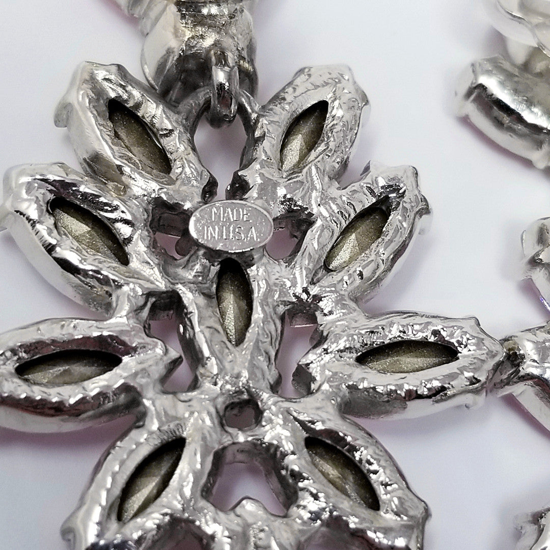 Oscar de la Renta Crystal Cluster Clip On Earrings