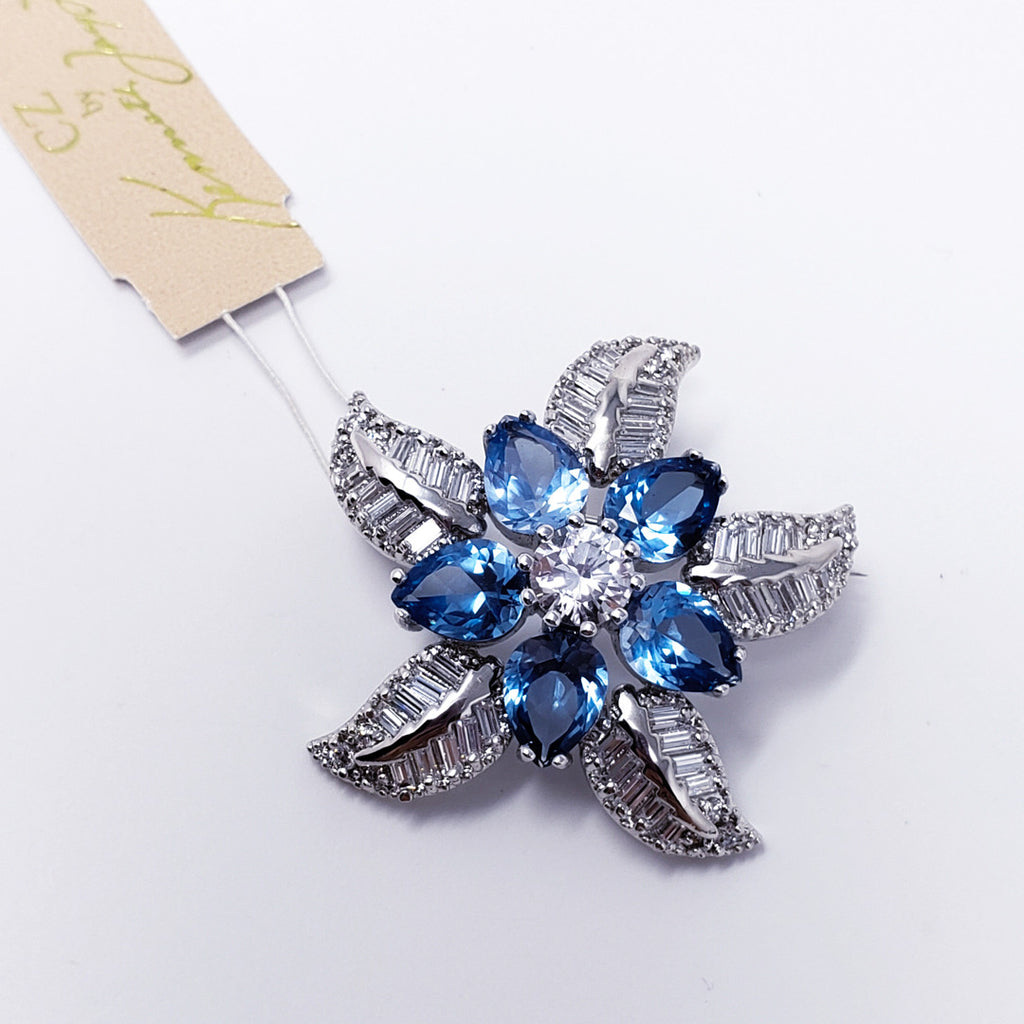 Kenneth Jay Lane KJL CZ Flower Brooch