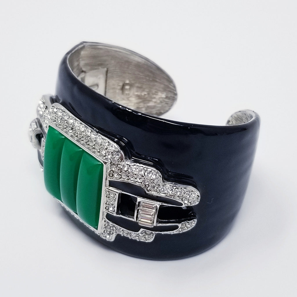 Kenneth Jay Lane Art Deco Hinged Cuff Bracelet