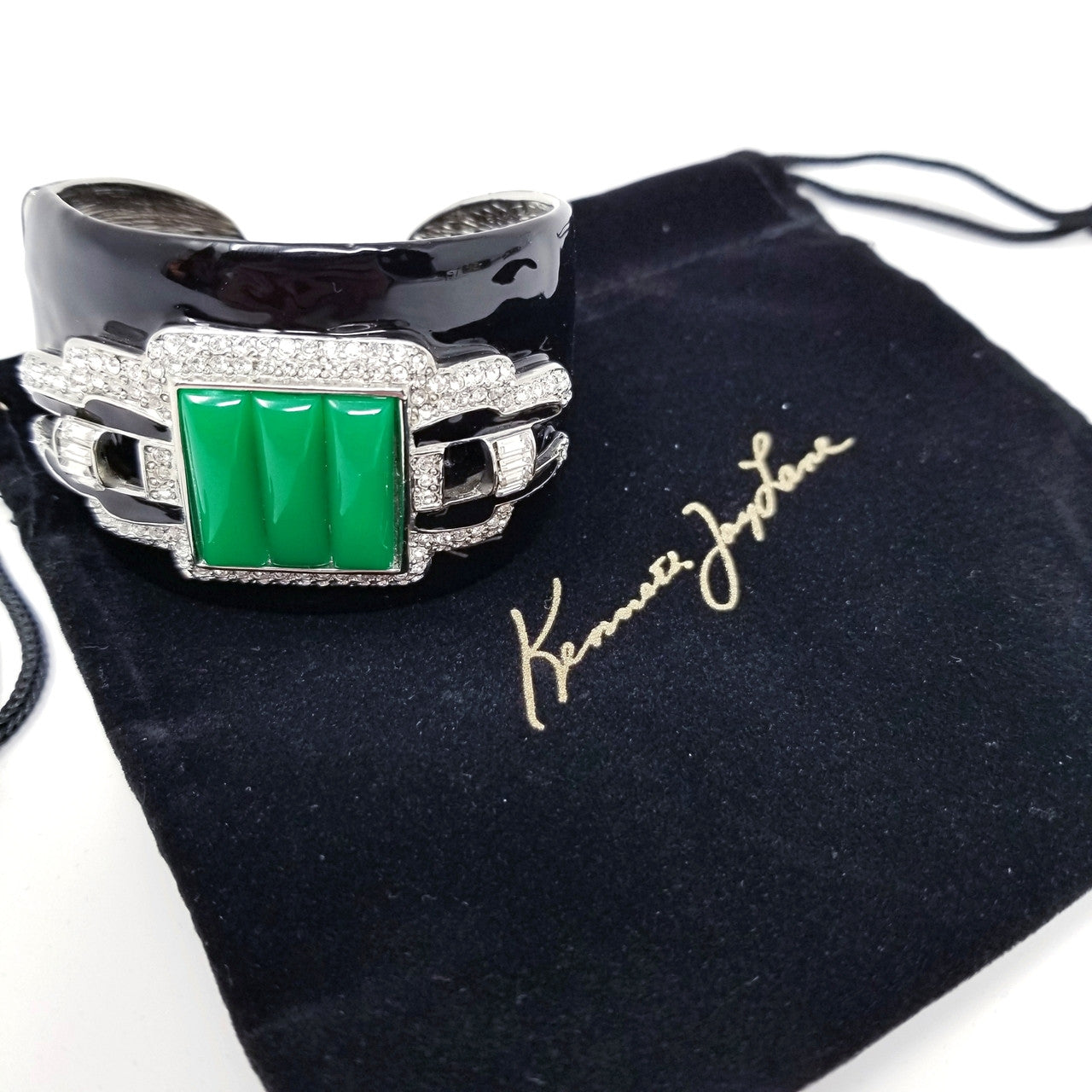 Kenneth Jay Lane Art Deco Hinged Cuff Bracelet