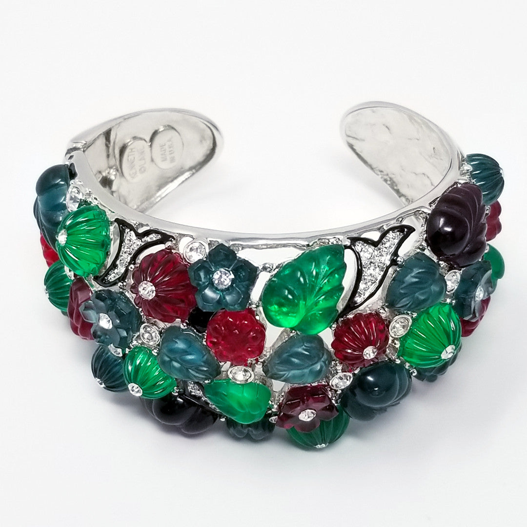 Kenneth Jay Lane KJL Art Deco Tutti Frutti Fruit Salad Cuff Bracelet