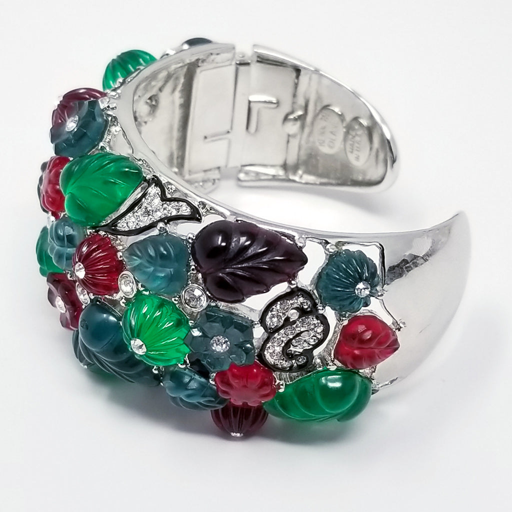 Kenneth Jay Lane KJL Art Deco Tutti Frutti Fruit Salad Cuff Bracelet